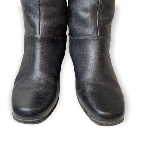 Clarks Artisan Cardy Black Leather Knee High Block Heel Boots - Picture 5 of 12